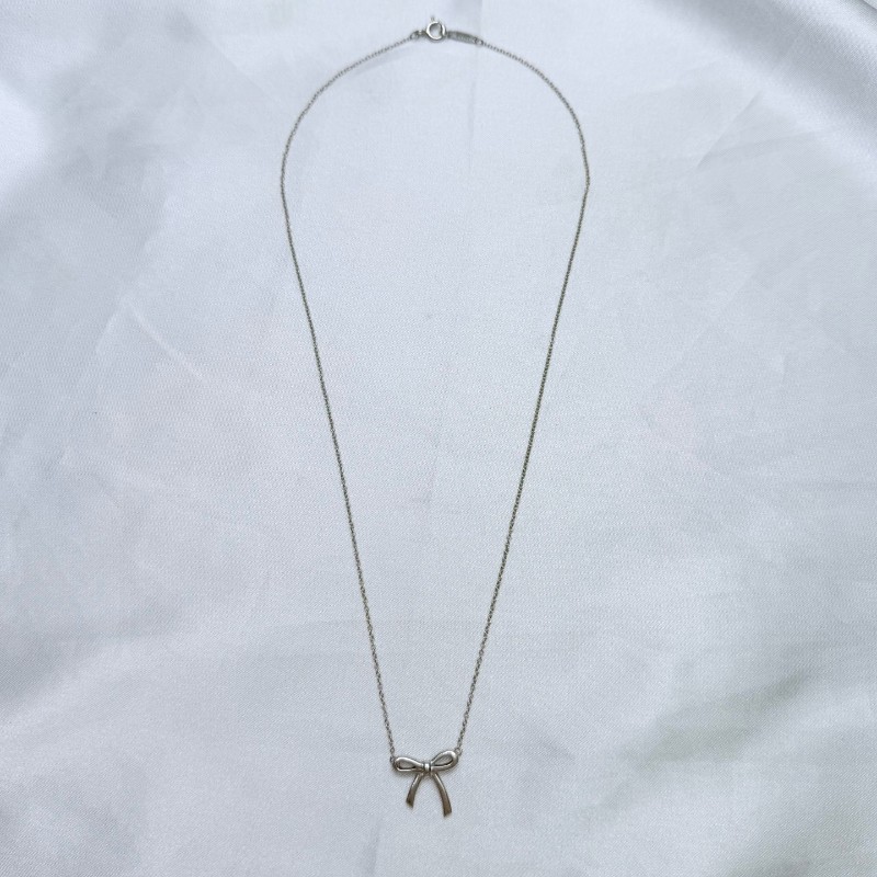 Tiffany & CO. 蝴蝶結吊墜項鍊 鏈長43cm 925銀 🈶包裝盒-5