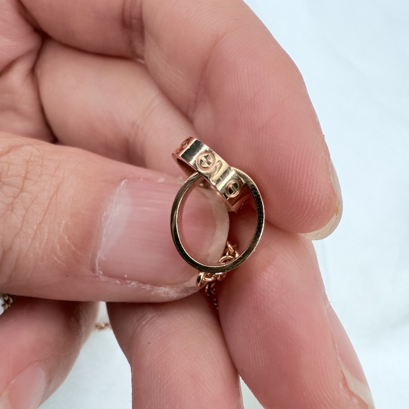 Cartier Love 雙環項鍊 鏈長44cm 新款 P字頭 18K玫瑰金 24年保卡-6