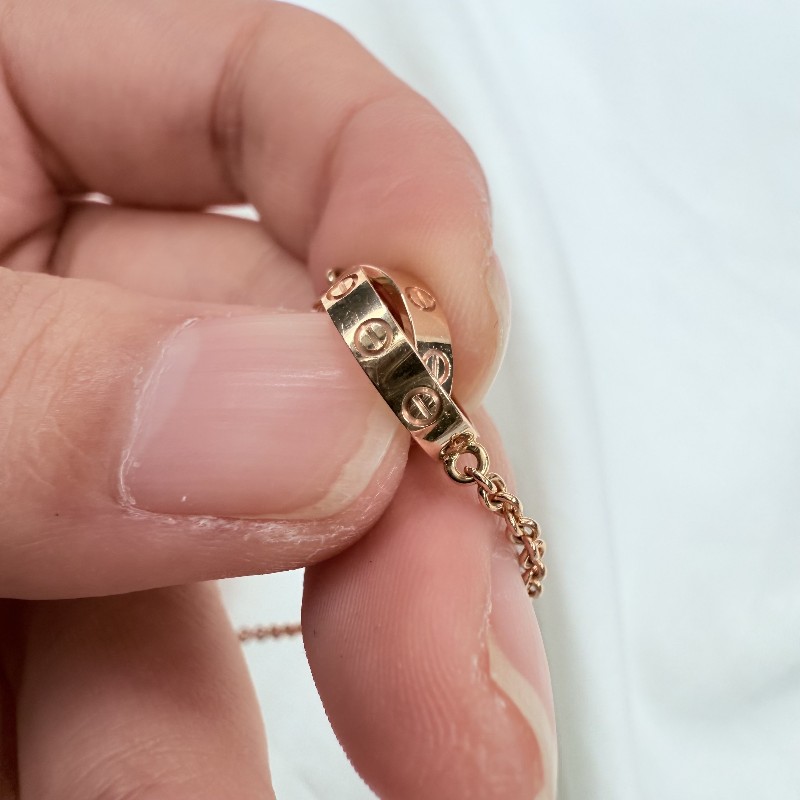 Cartier Love 雙環項鍊 鏈長44cm 新款 P字頭 18K玫瑰金 24年保卡-7