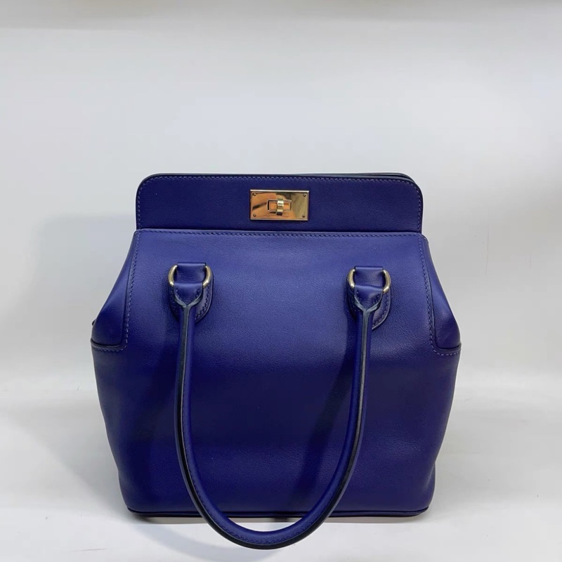 98新 💓 Hermes 愛馬仕 toolbox20牛奶包 牛奶盒子小號 D刻 鳶尾紫金扣-1