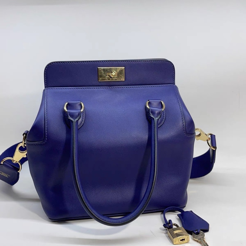 98新 💓 Hermes 愛馬仕 toolbox20牛奶包 牛奶盒子小號 D刻 鳶尾紫金扣-4