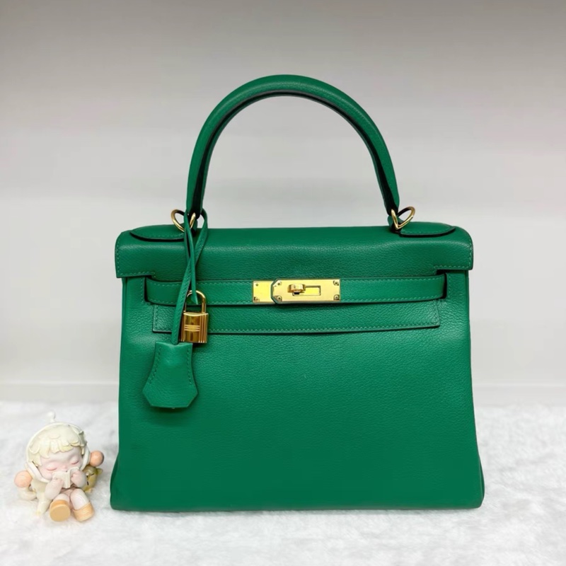 Hermes 愛馬仕 綠色 金扣 Kelly28 A刻 附件：鎖具 肩帶-0