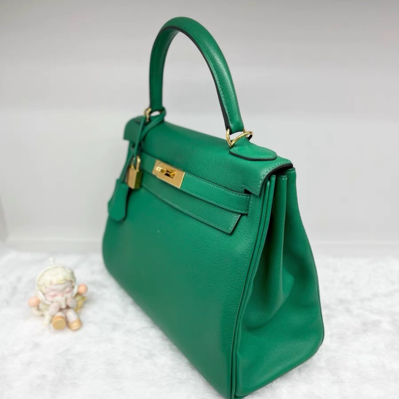 Hermes 愛馬仕 綠色 金扣 Kelly28 A刻 附件：鎖具 肩帶-1
