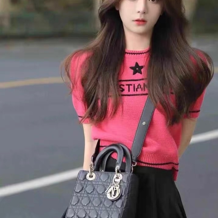 Dior迪奧 lady四格戴妃黑色徽章寬肩手提單肩斜挎包 20年 黑金配色 經典百搭 尺寸20*17*6-7