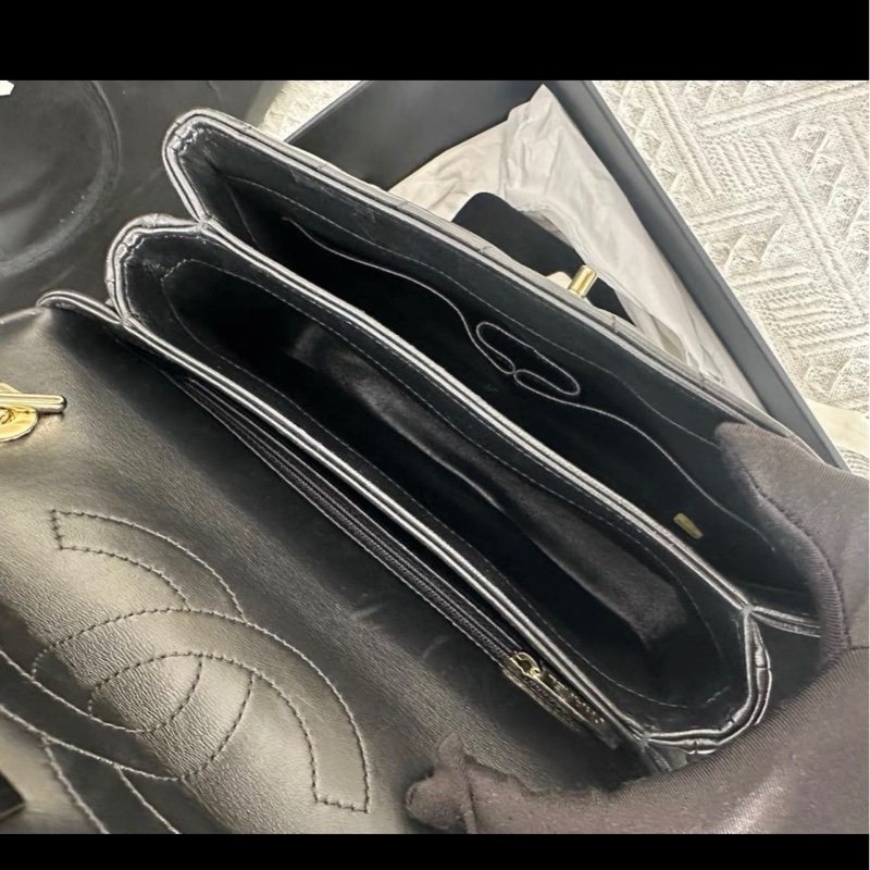 98新 香奈兒/Chanel Trengy cc系列   V紋經典黑金鍊條手提斜挎包 26開 附件：盒子 塵袋  保卡 手提袋 尺寸25×17.5×8cm-5