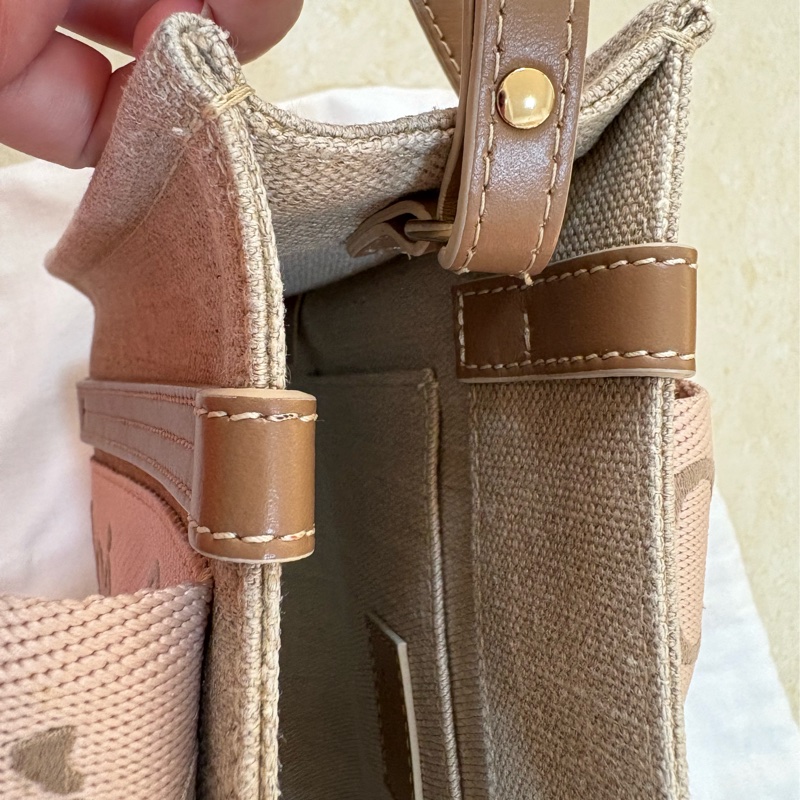 Chloe’ 斜背 (粉紅配棕色亞麻) 小號-18