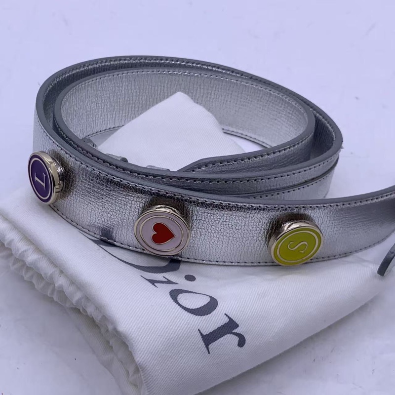 Dior 迪奧戴妃四格太空銀牛皮銀扣徽章肩帶手提包-5