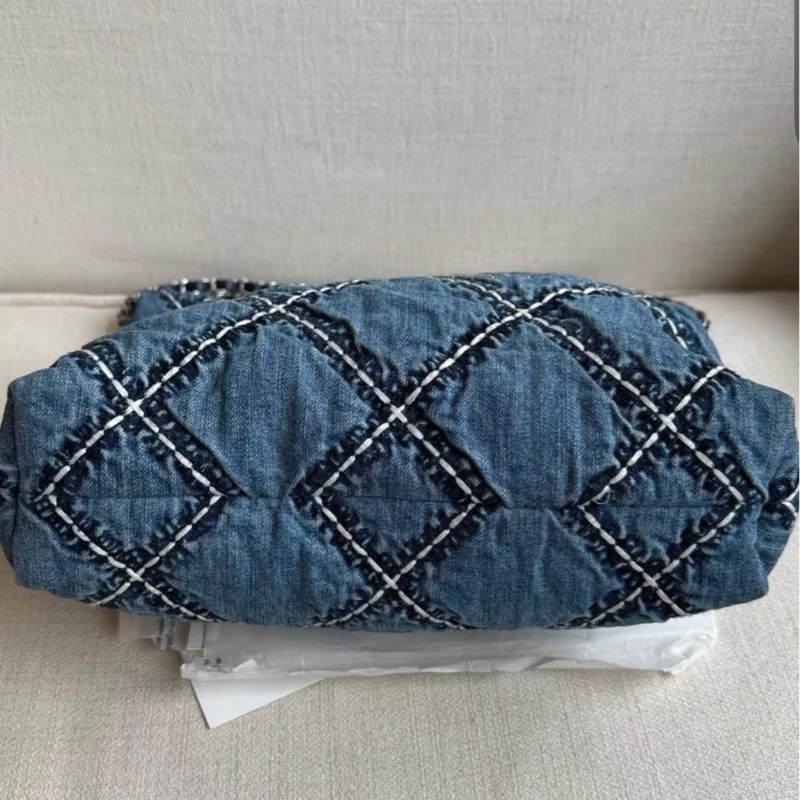 CHANEL/香奈兒22bag藍色丹寧牛仔子母 24年 閒置近新35*36*8-5