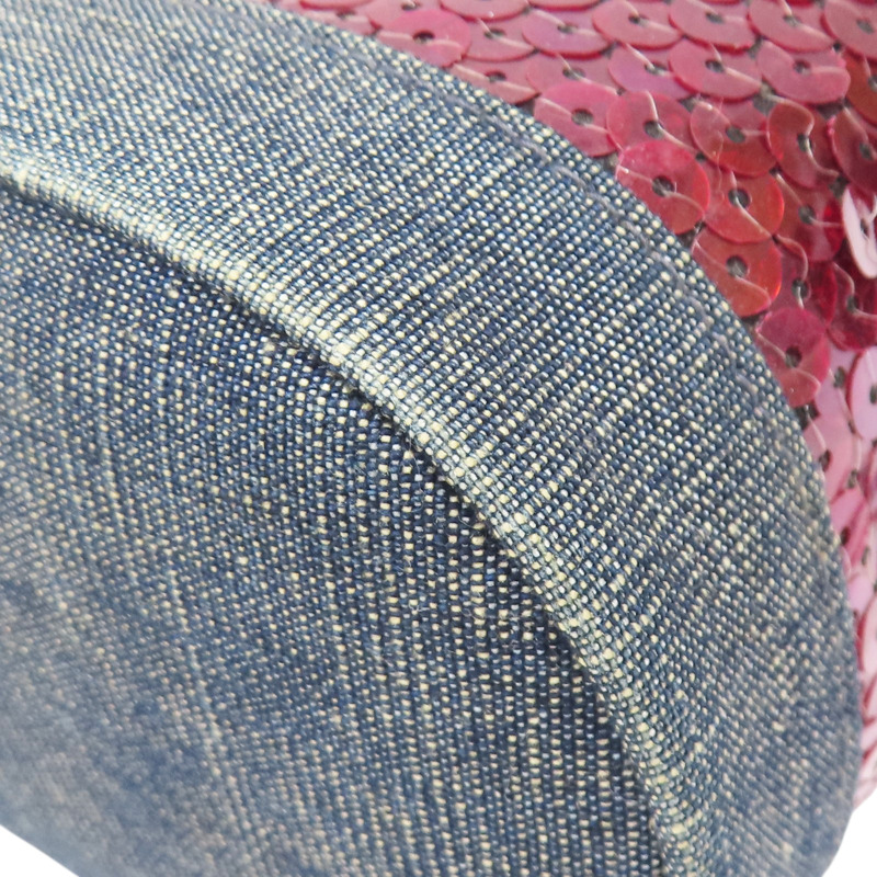 紅色 亮片 牛仔布飾邊 MINI 水桶包 手提包【CHANEL 香奈兒】-11