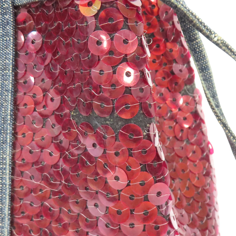 紅色 亮片 牛仔布飾邊 MINI 水桶包 手提包【CHANEL 香奈兒】-15