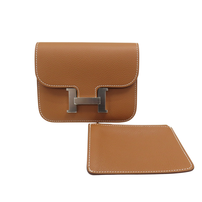 棕色 Epsom牛皮 Constance Slim 中夾 W刻 W-9