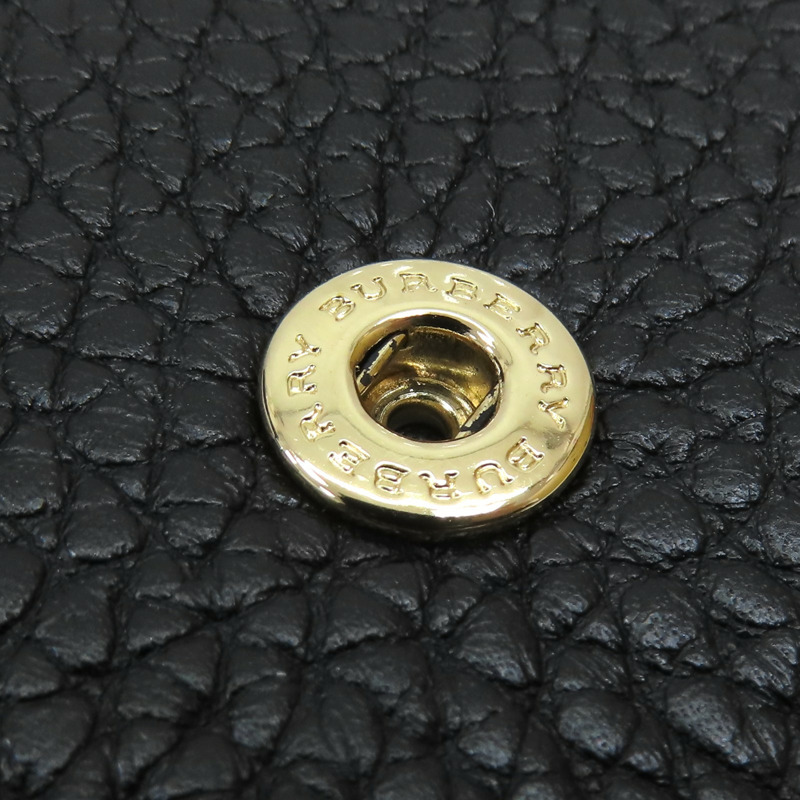 黑色 牛皮 扣式長夾 金扣-13