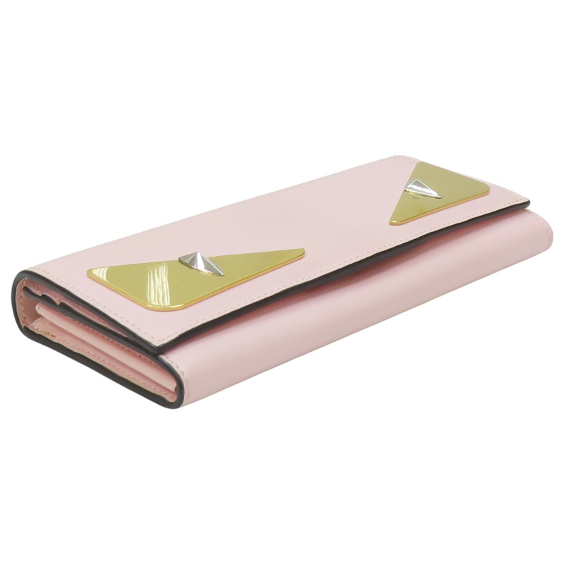 粉紅色 牛皮 Monster Bugs Eye 扣式長夾 金扣-2