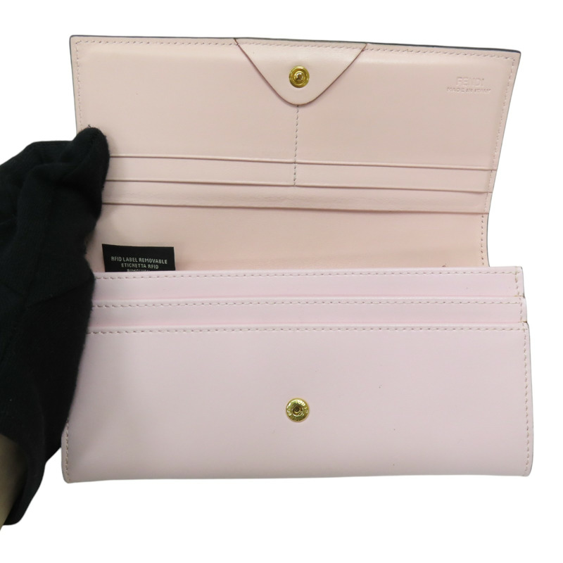 粉紅色 牛皮 Monster Bugs Eye 扣式長夾 金扣-4