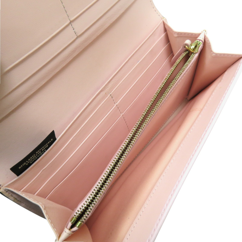 粉紅色 牛皮 Monster Bugs Eye 扣式長夾 金扣-5