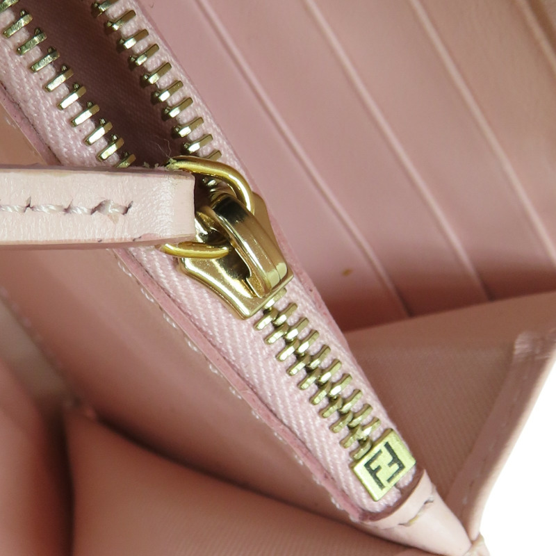 粉紅色 牛皮 Monster Bugs Eye 扣式長夾 金扣-11