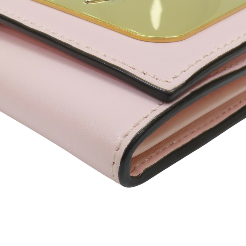 粉紅色 牛皮 Monster Bugs Eye 扣式長夾 金扣-13