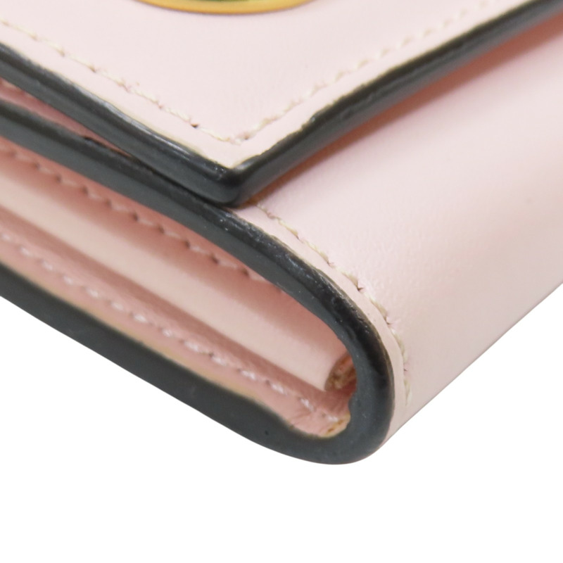 粉紅色 牛皮 Monster Bugs Eye 扣式長夾 金扣-14