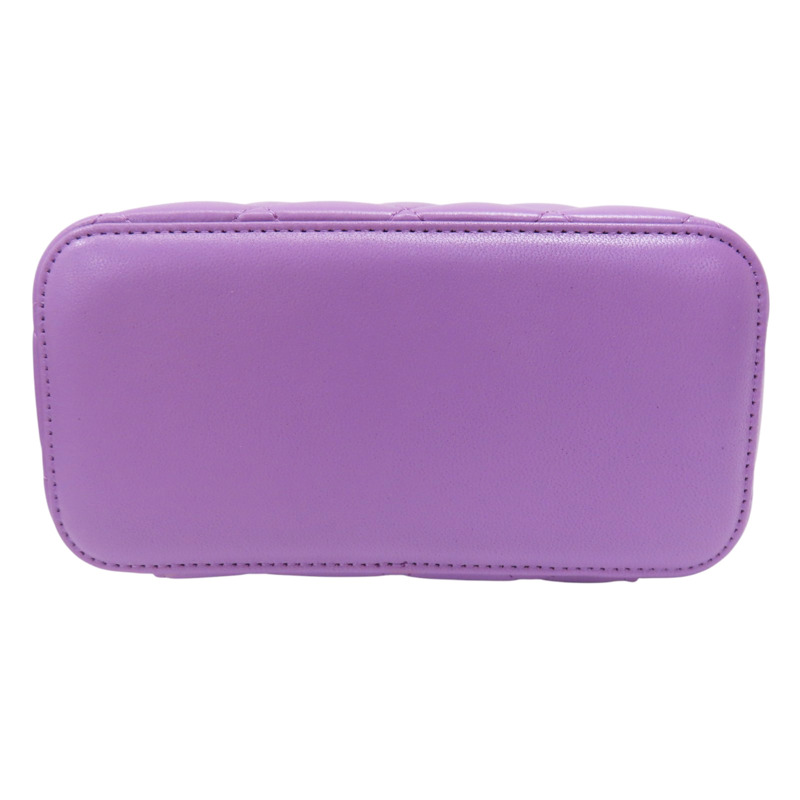 紫色 羊皮 化妝箱 鍊帶 肩背包 金扣-3