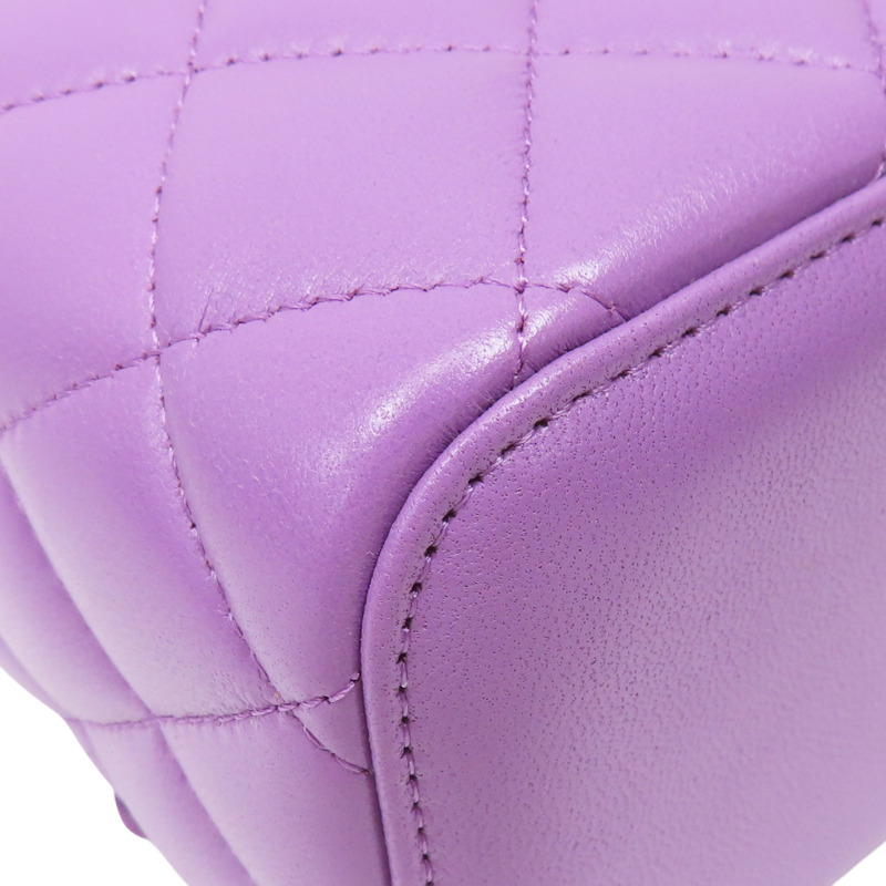 紫色 羊皮 化妝箱 鍊帶 肩背包 金扣-9