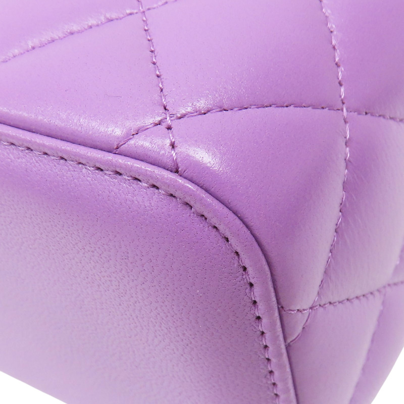 紫色 羊皮 化妝箱 鍊帶 肩背包 金扣-10