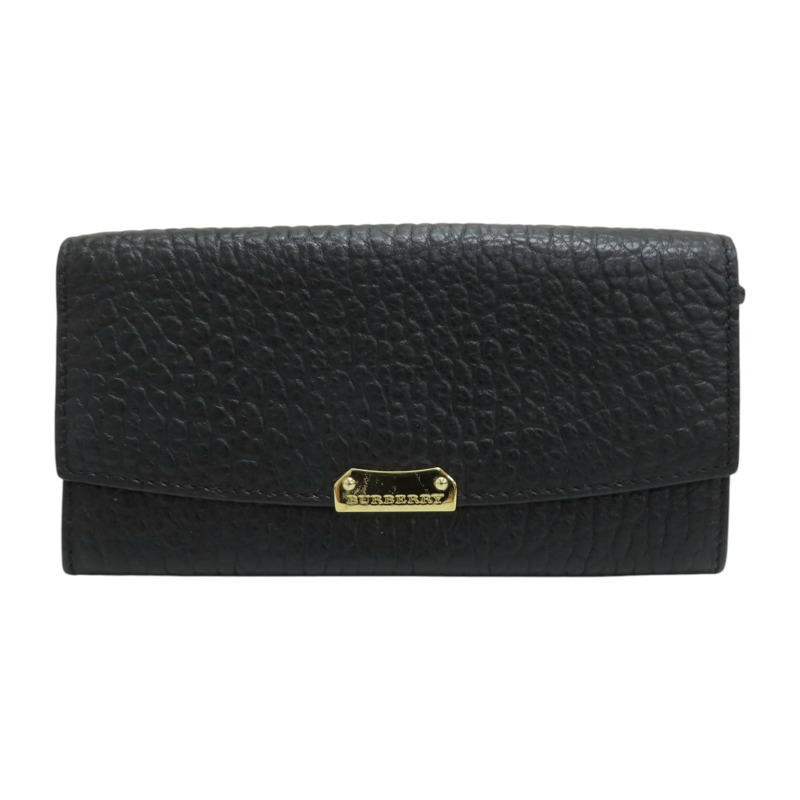 黑色 牛皮 金扣 長夾-0