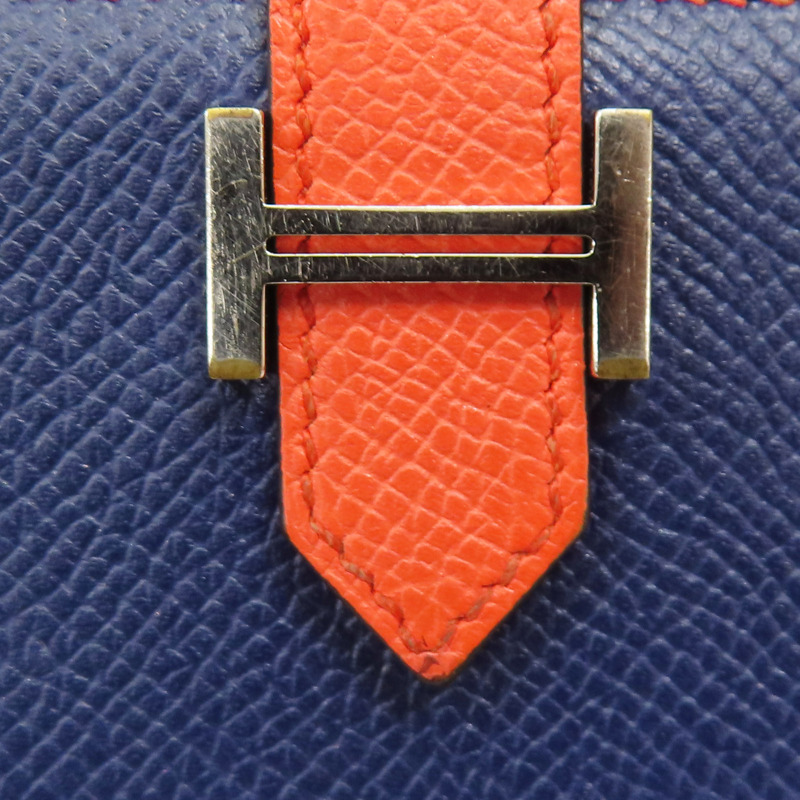 藍/橘色 Epsom皮革 Bearn 長夾 X刻-7