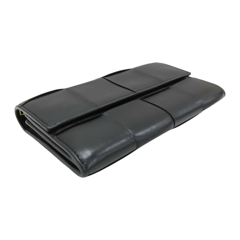 黑色 編織牛皮 兩折長夾-2