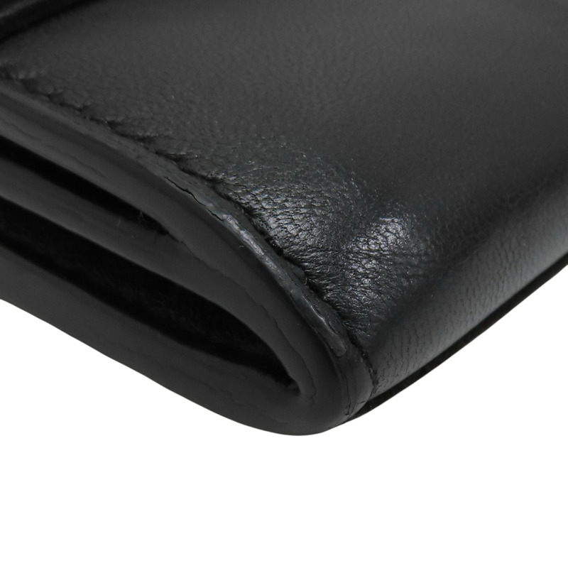 黑色 編織牛皮 兩折長夾-9