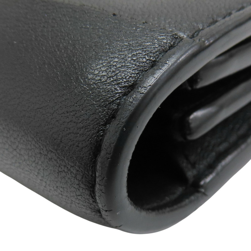 黑色 編織牛皮 兩折長夾-10