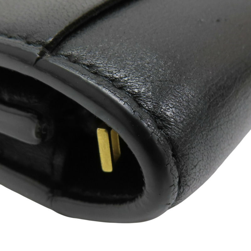 黑色 編織牛皮 兩折長夾-11