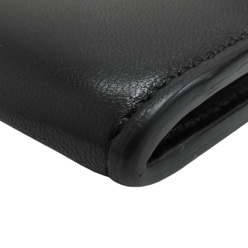 黑色 編織牛皮 兩折長夾-12