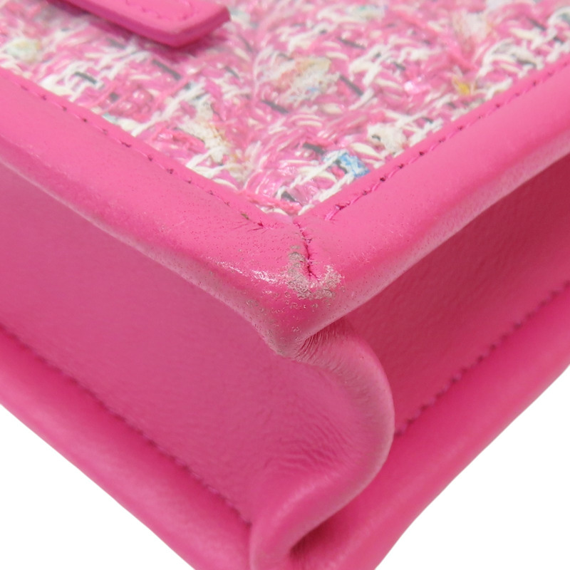 粉色毛呢 皮革 PVC 肩背包 AP0255-12