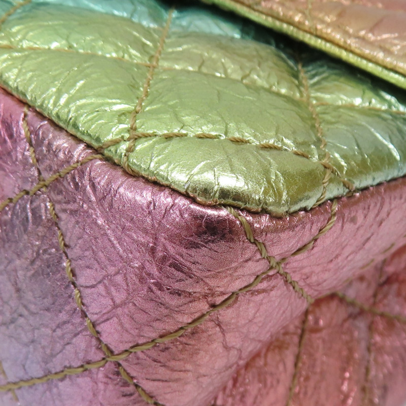 金屬粉/綠 菱格紋 牛皮 2.55 Mini 肩背包【CHANEL 香奈兒】-12