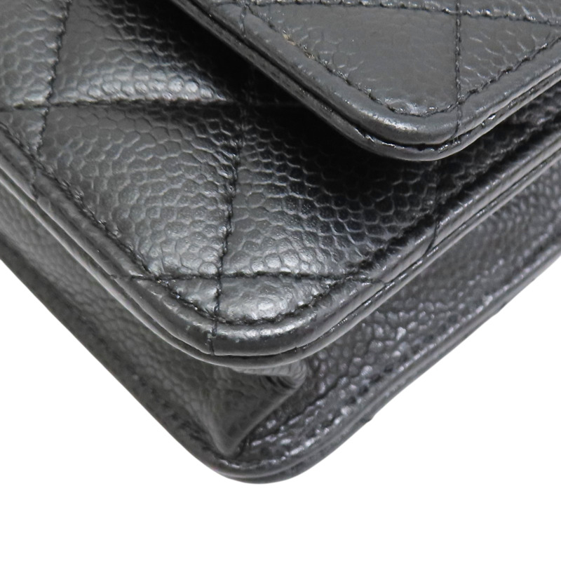 黑色 荔枝紋牛皮 WOC 鍊帶 肩背包 金釦 AP0250-10