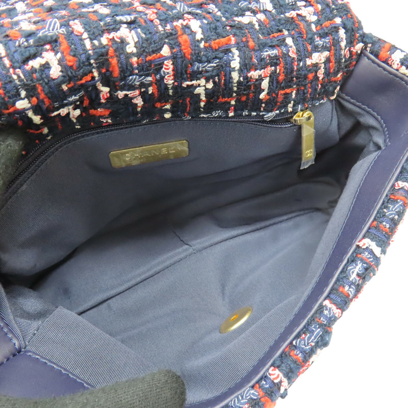 藍色 毛呢 CHANEL 19 26cm 肩背包 AS1160-4