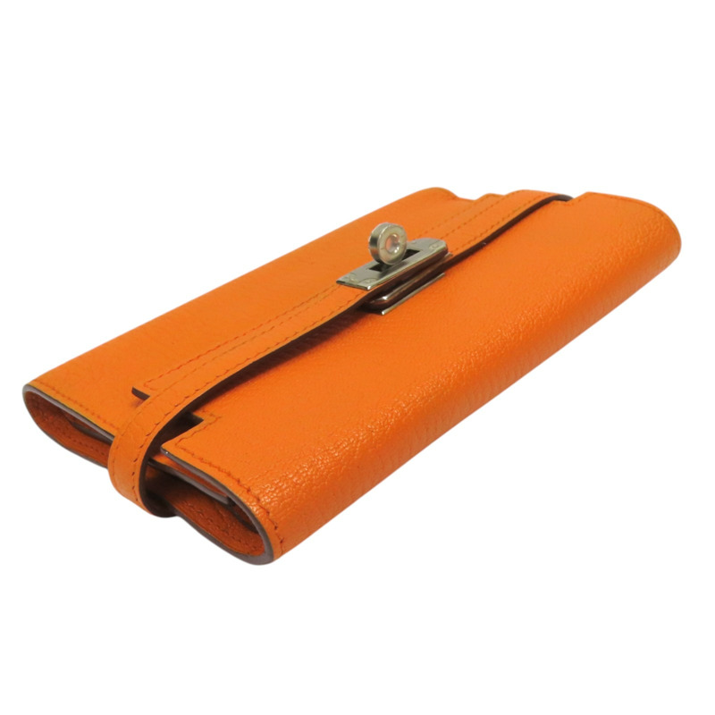 橘色 Chevre皮革 Kelly Compact 中夾 □L刻-2