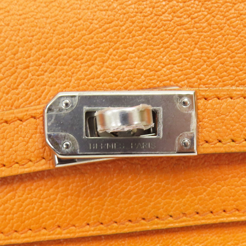 橘色 Chevre皮革 Kelly Compact 中夾 □L刻-7