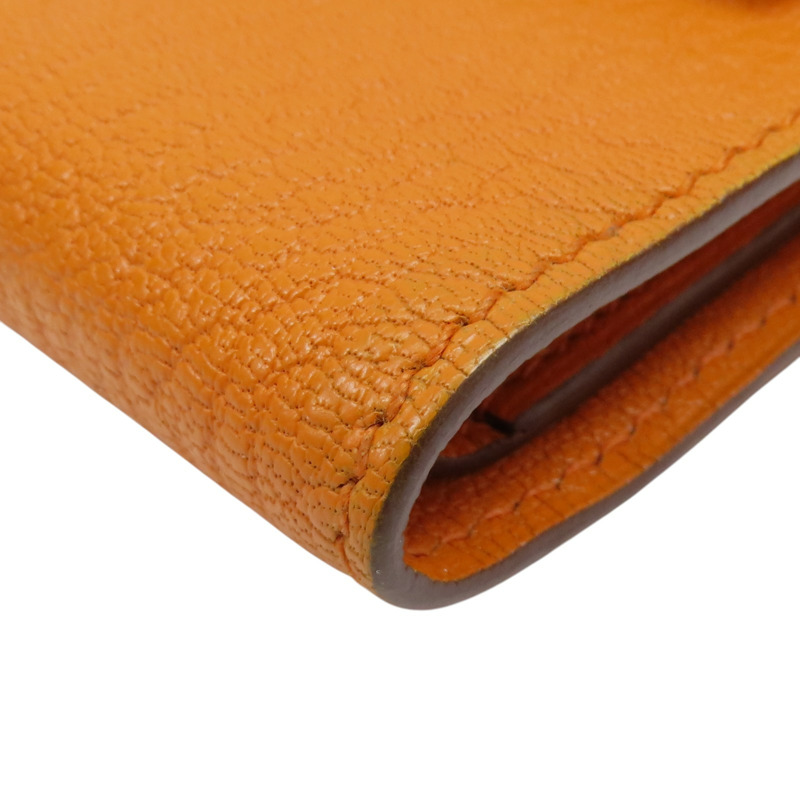 橘色 Chevre皮革 Kelly Compact 中夾 □L刻-9