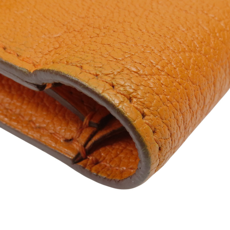 橘色 Chevre皮革 Kelly Compact 中夾 □L刻-10