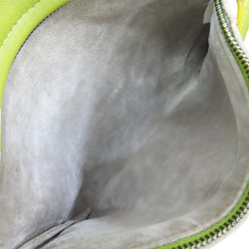 綠色 羊皮編織 肩背包-5