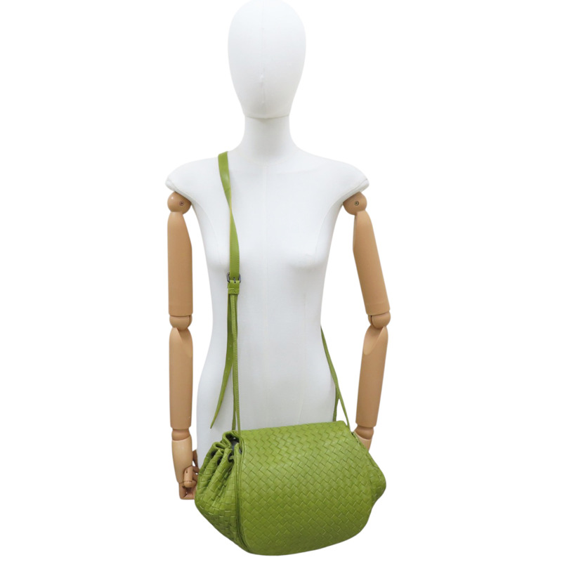 綠色 羊皮編織 肩背包-9