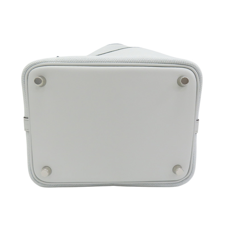 水藍色 Toile帆布 Swift牛皮 Picotin18 手提包 W刻-3