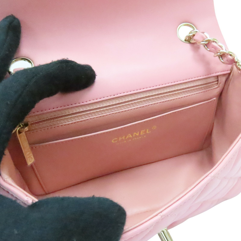 粉色 菱格紋 皮革 Mini Coco 20 鍊帶 肩背包 A69900【CHANEL 香奈兒】 A69900-4