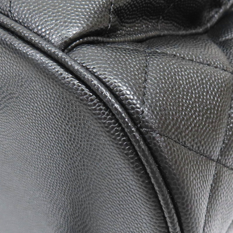 黑色 菱格紋 牛皮 Duma Drawstring 後背包 銀扣【CHANEL 香奈兒】 AS2908-10