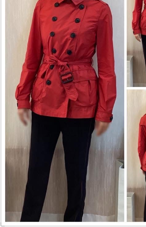 BURBERRY英國BRIT紅色輕盈短風衣UK8-0