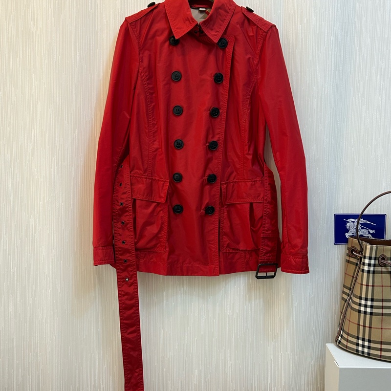 BURBERRY英國BRIT紅色輕盈短風衣UK8-2