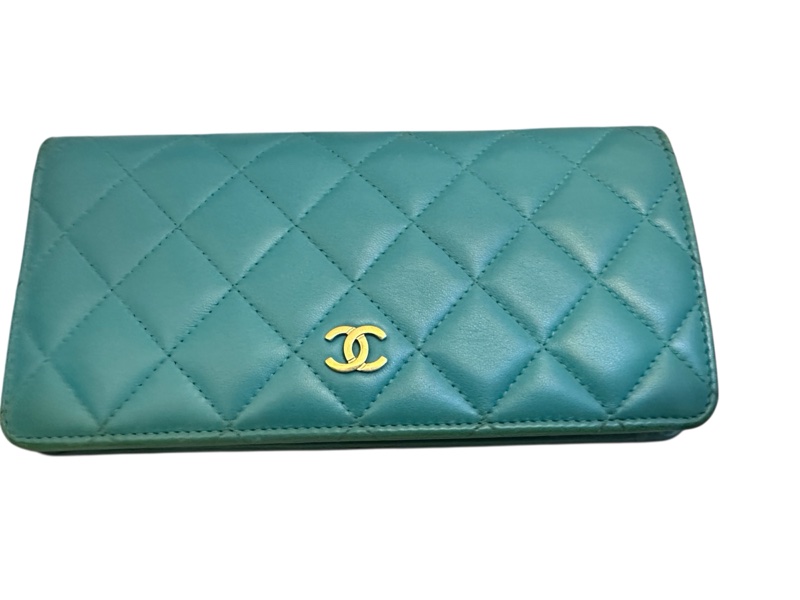 二手正品CHANEL長夾 土耳其綠-6