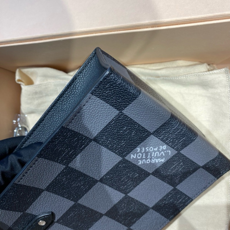 LV 日落系列 限定黑棋盤格 mini琴譜包-5