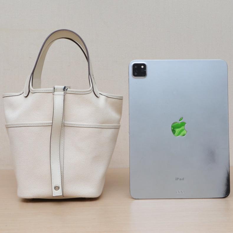 Picotin 菜籃子 18 Cargo I2奶油白 帆布 Z刻 銀扣-1